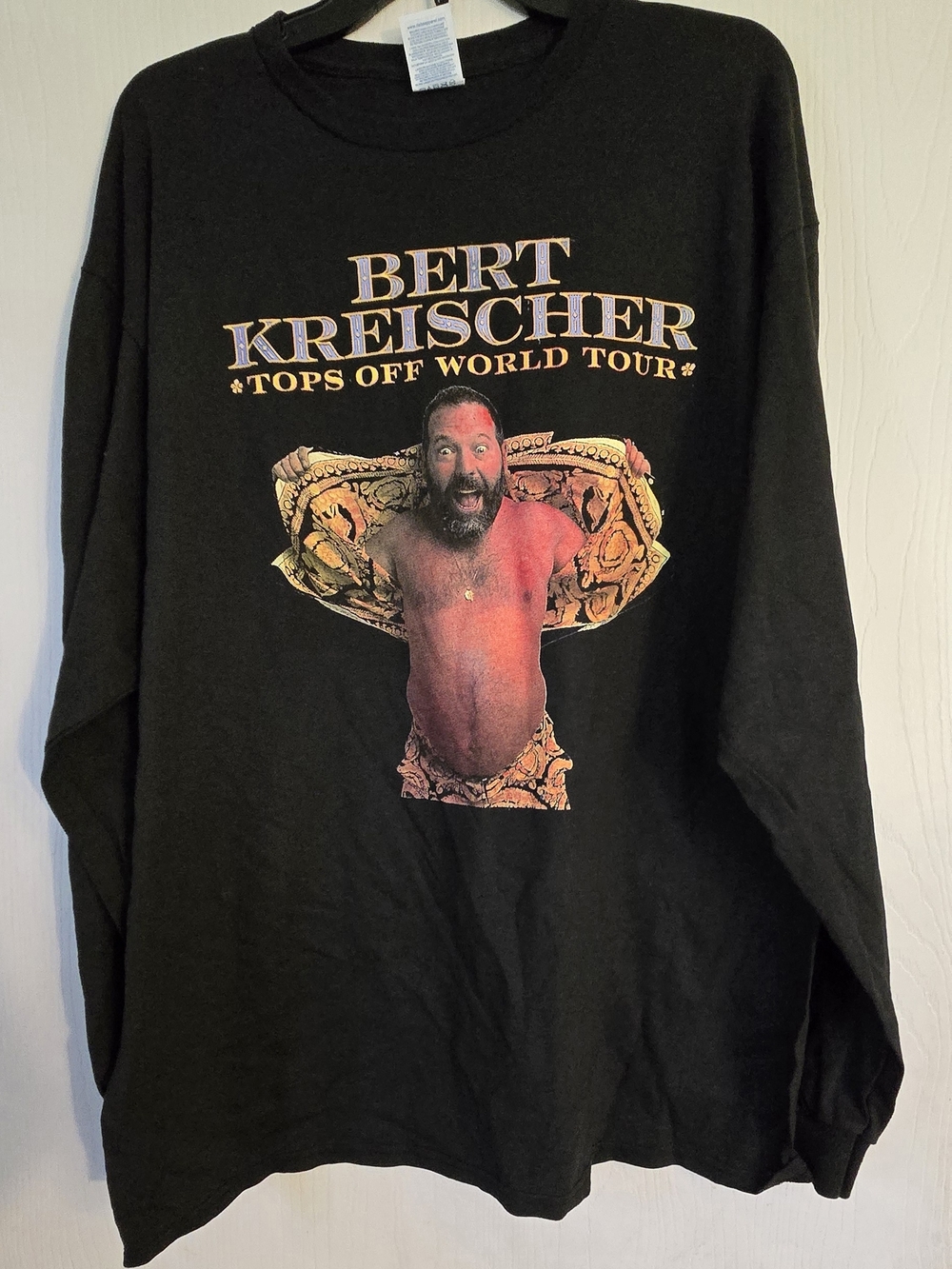 NWOT XL BERT KREISCHER 'Tops Off World Tour' Black Graphic Long Sleeve Shirt